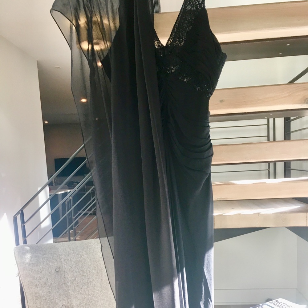 Silk evening gown with style beading in the bodice